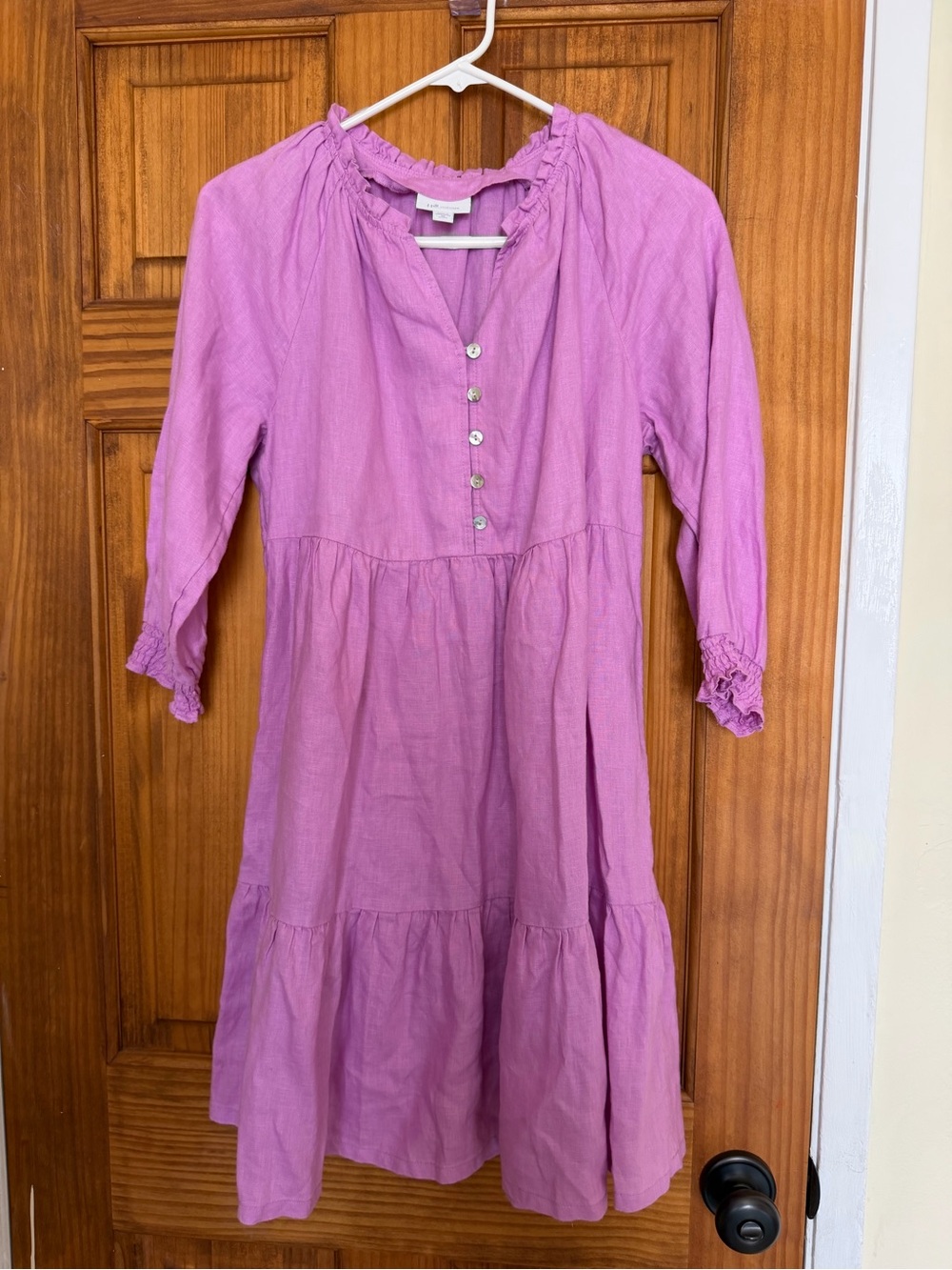 J. Jill 100% Linen Purple Tiered Dress - Picture 2 of 9